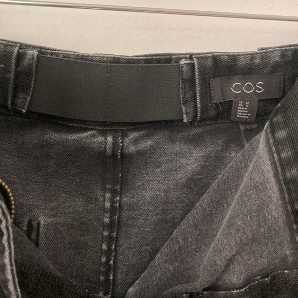 Cos Black Velvet Denim Mini Skirt With Adjustable Waist, sz 12 - Picture 7 of 8